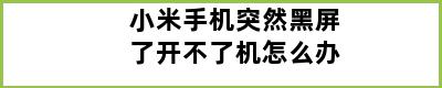 小米手机突然黑屏了开不了机怎么办