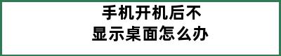 手机开机后不显示桌面怎么办