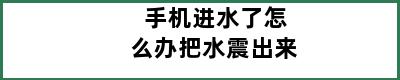 手机进水了怎么办把水震出来