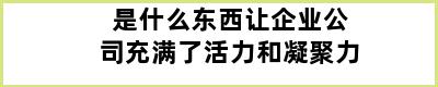 是什么东西让企业公司充满了活力和凝聚力