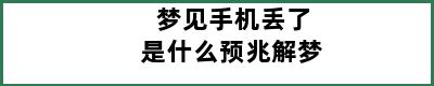 梦见手机丢了是什么预兆解梦