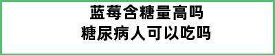 蓝莓含糖量高吗糖尿病人可以吃吗