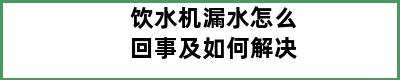 饮水机漏水怎么回事及如何解决