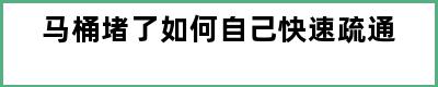 马桶堵了如何自己快速疏通