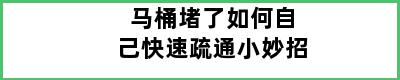 马桶堵了如何自己快速疏通小妙招